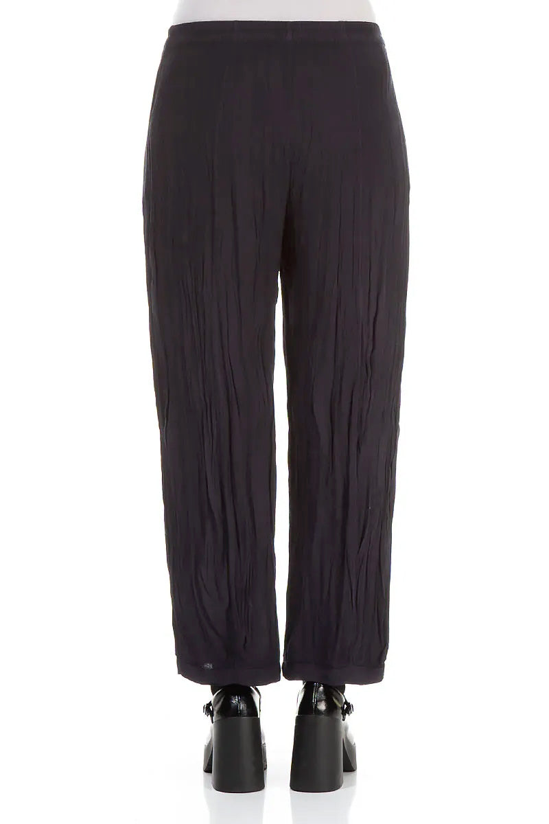 Graphite Blue Crumpled Viscose Trousers 2
