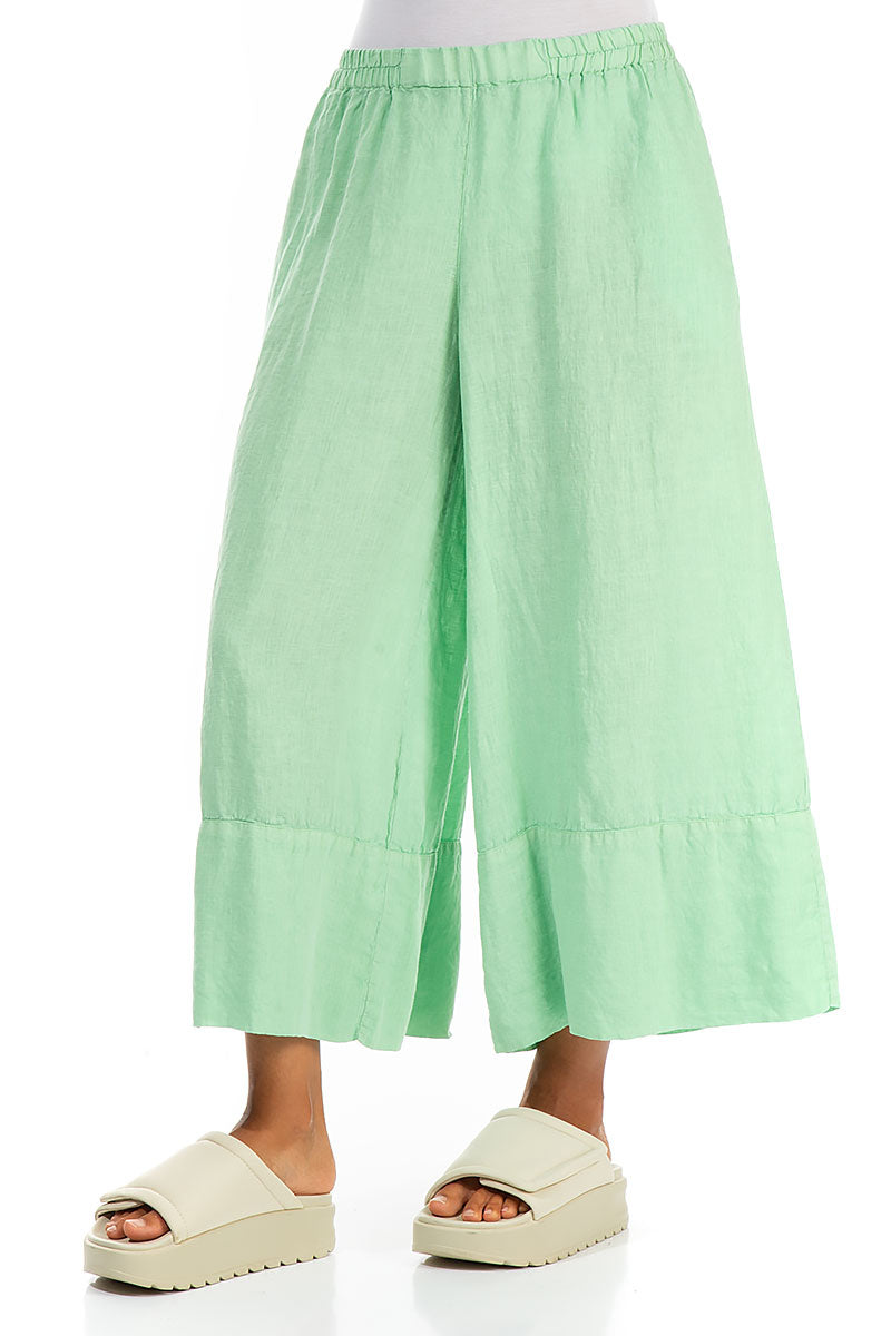 Wide Leg Cuffs Green Sorbet Linen Culottes 3