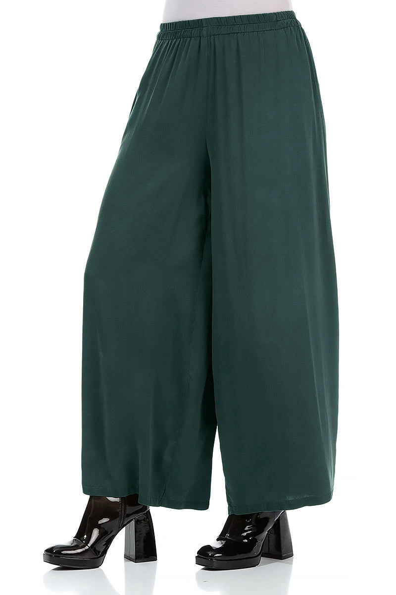 Wide Leg Peacock Silk Trousers 3