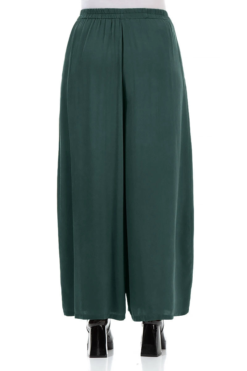 Wide Leg Peacock Silk Trousers 2