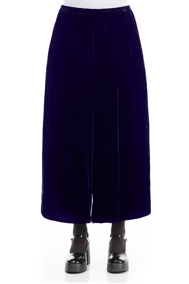 Wide Loose Royal Purple Silk Velvet Trousers 1