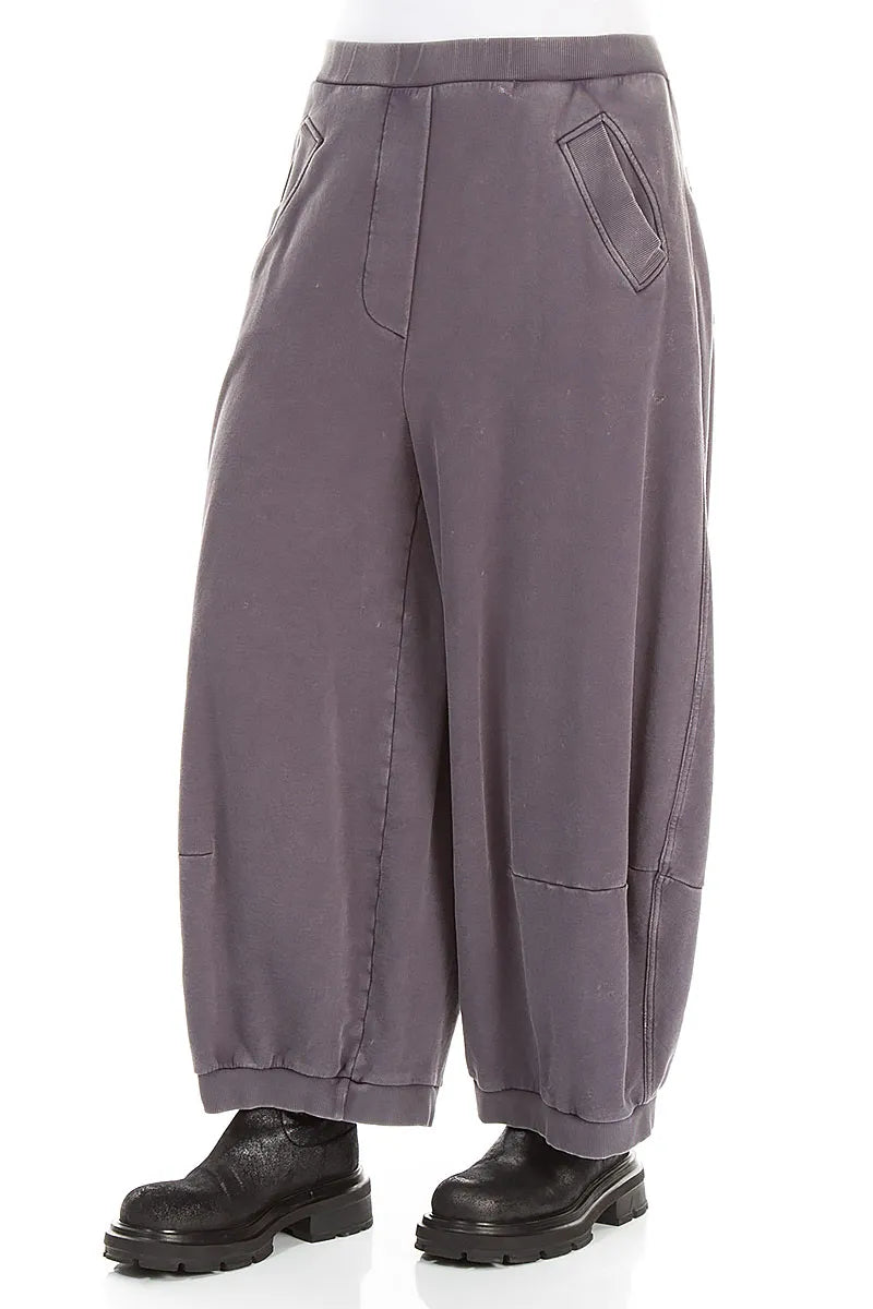 Weite mauve-graue French-Terry-Baumwollhosen