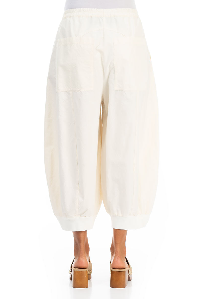 Wide Off White Cotton Trousers