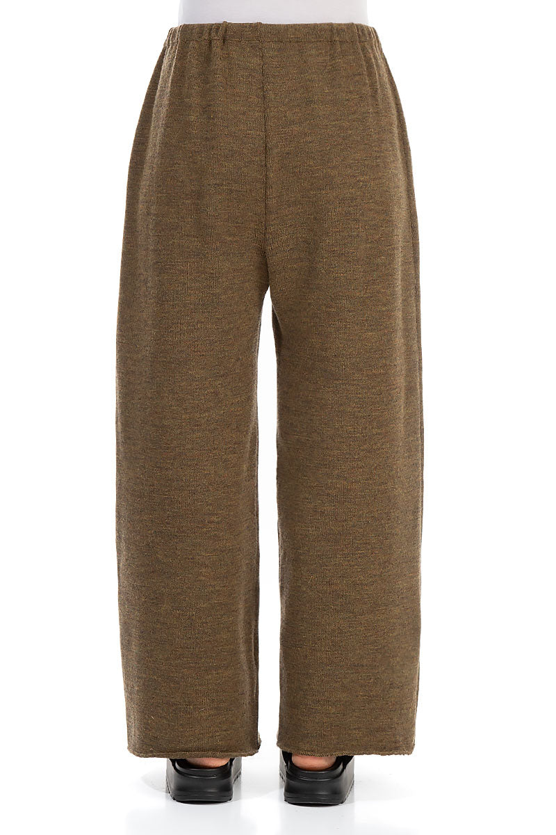 Wide Khaki Knitted Wool Trousers 2