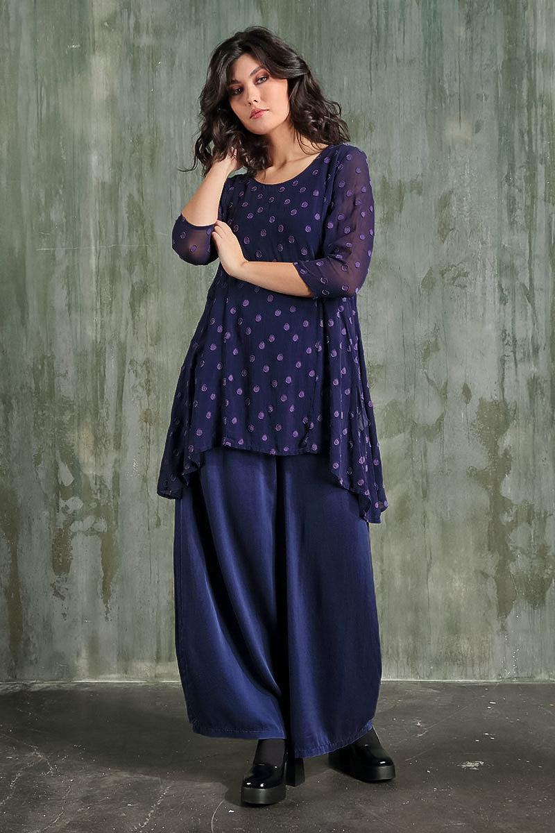 Wide Royal Purple Silk Trousers 6
