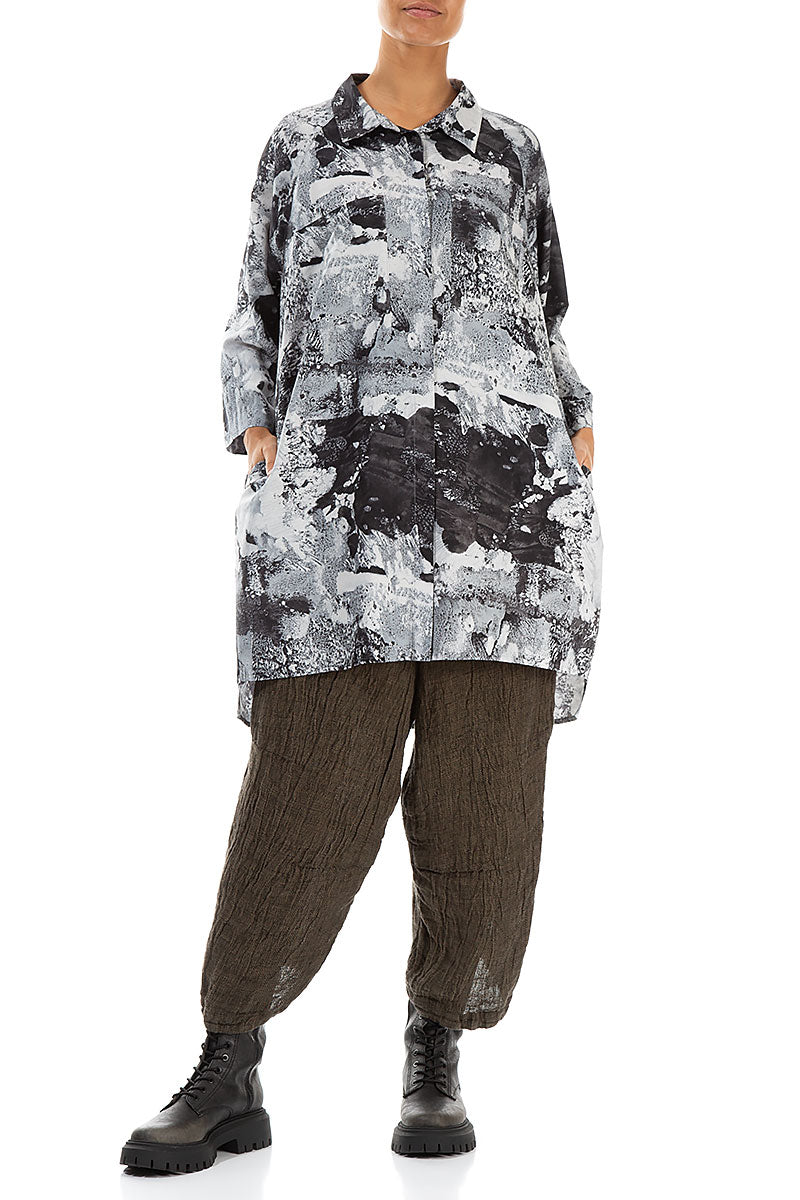 Wide Tie Up Silver Sage Mélange Linen Trousers 4