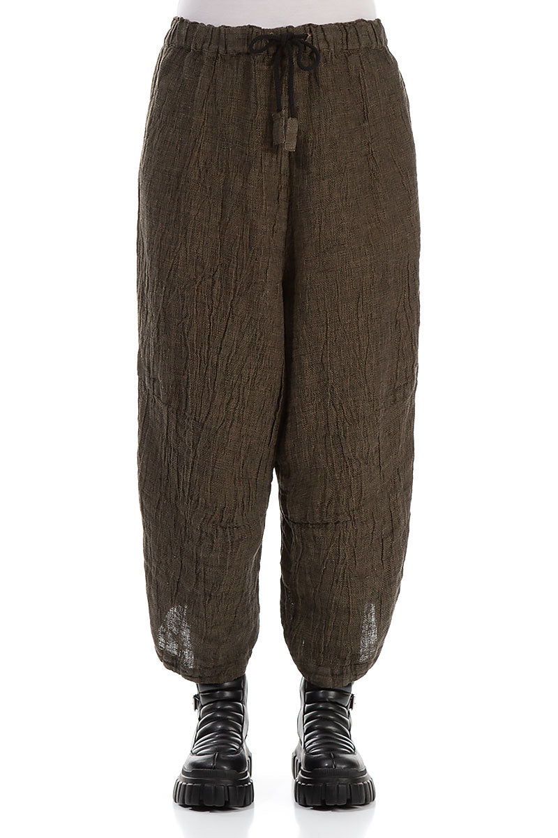 Wide Tie Up Silver Sage Mélange Linen Trousers 1