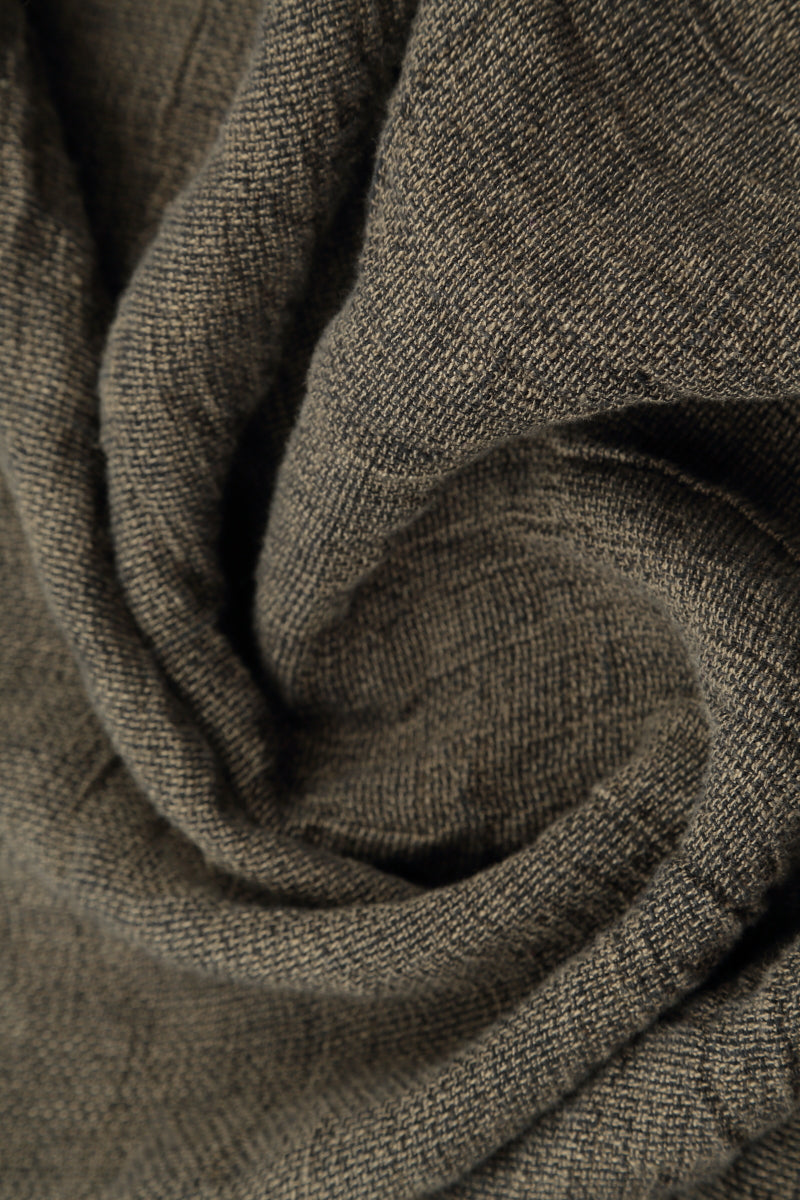 Wide Tie Up Silver Sage Mélange Linen Trousers 5