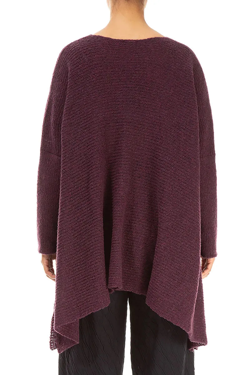 Wide Wavy Seam Mulberry Wool Sweater 2