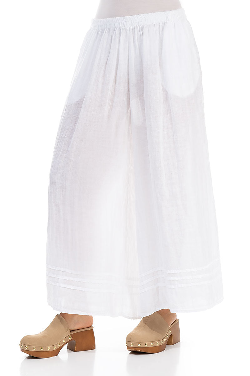Wide White Gauze Linen Trousers 3