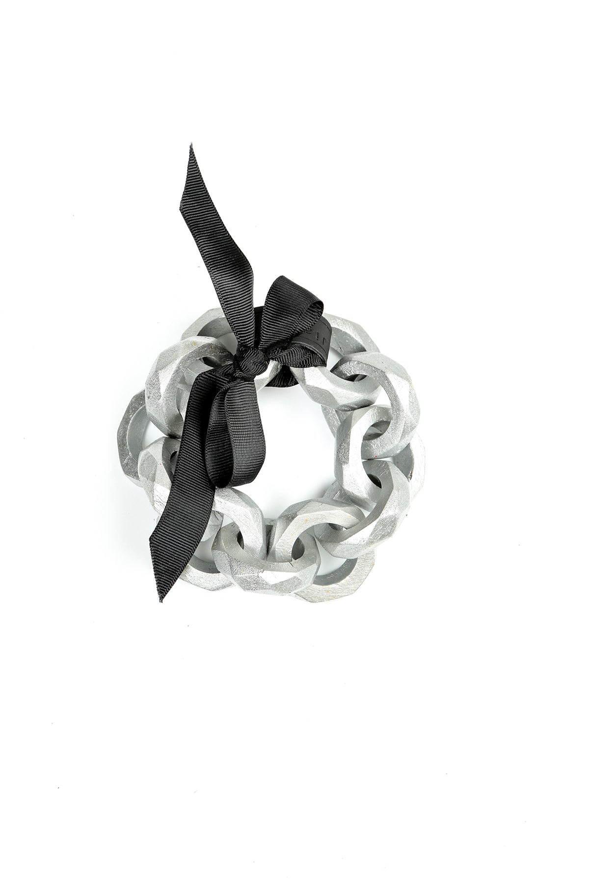 Wooden Loop Silver Chain Bracelet