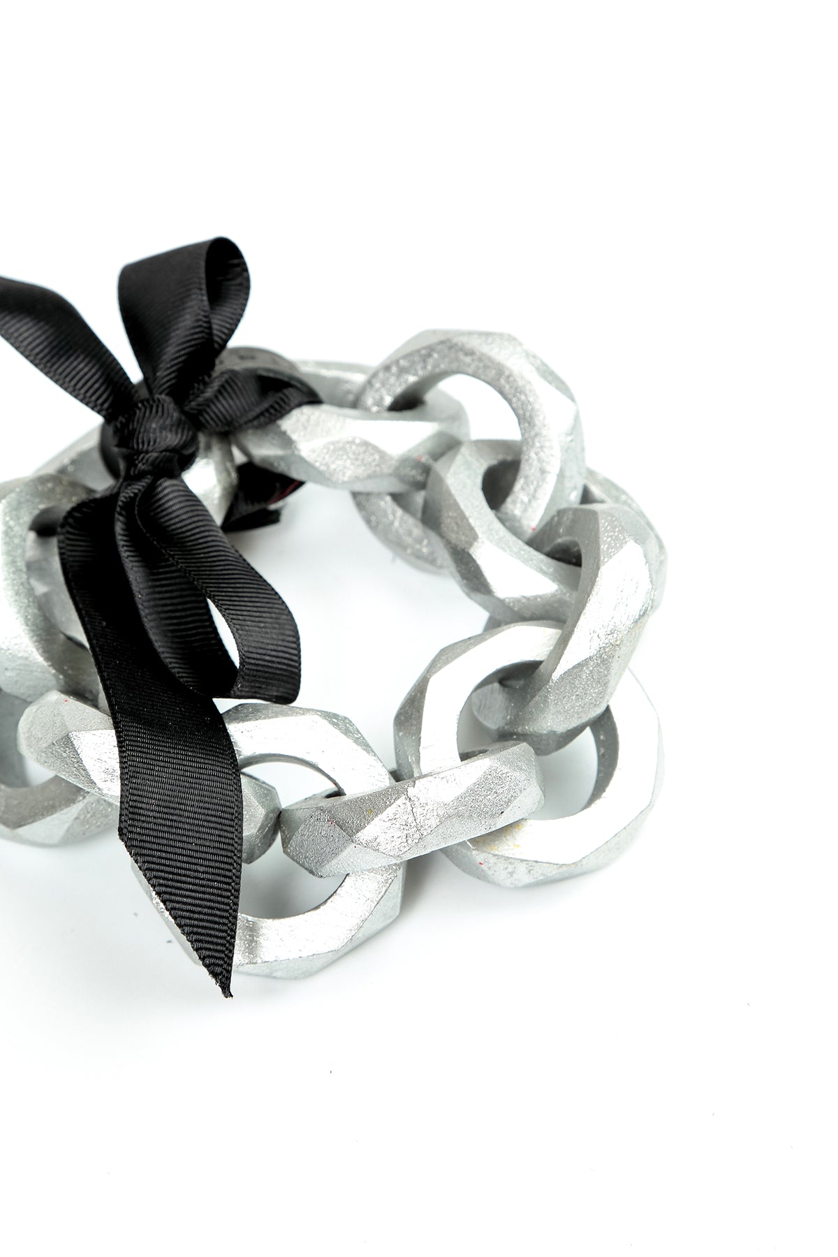 Wooden Loop Silver Chain Bracelet 4