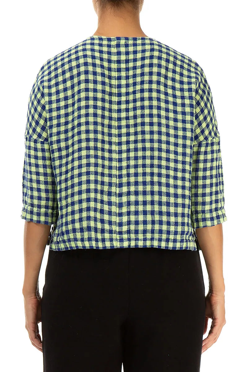 Yellow Check Linen Jacket Blouse 2