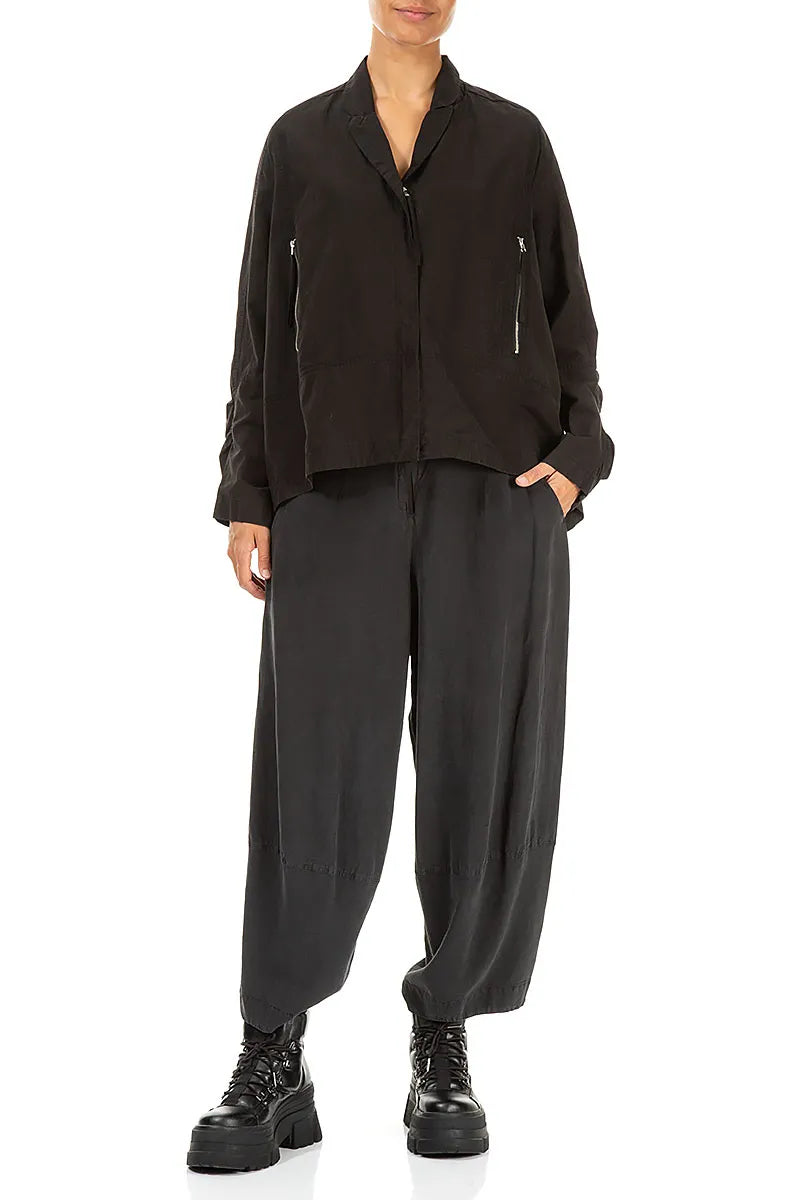 Zips Embellished Black Cotton Jacket 4