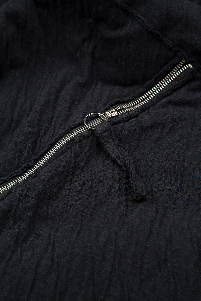 Zips Embellished Grey Wavy Cotton Dress 5