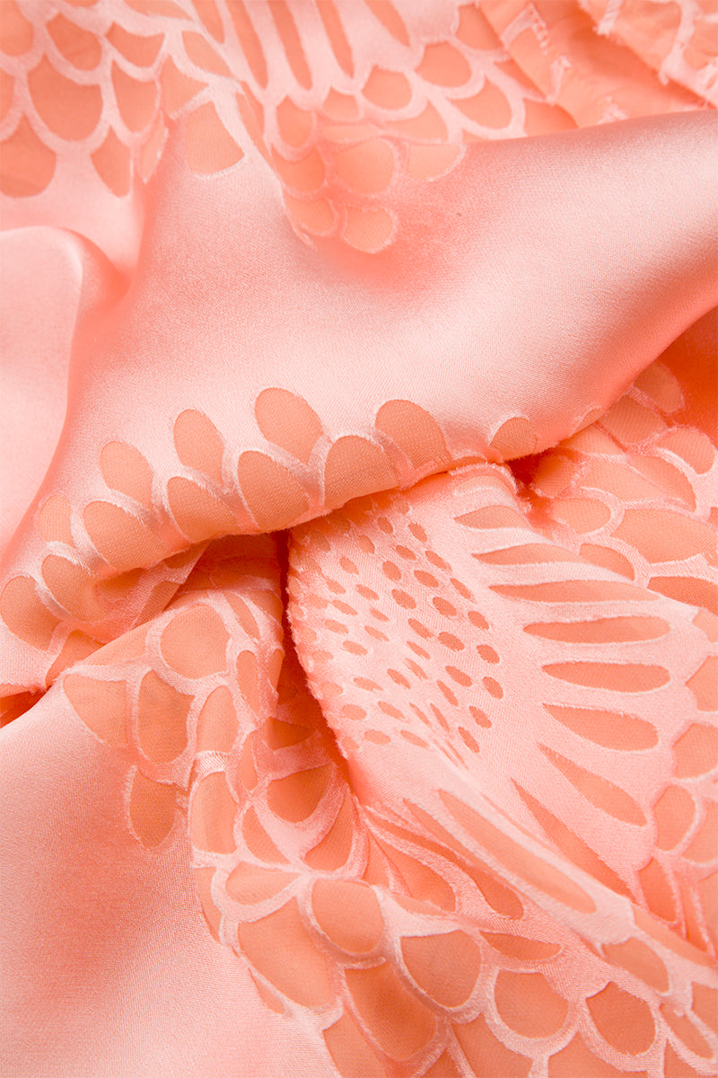 Floral Coral Silk Scarf 6