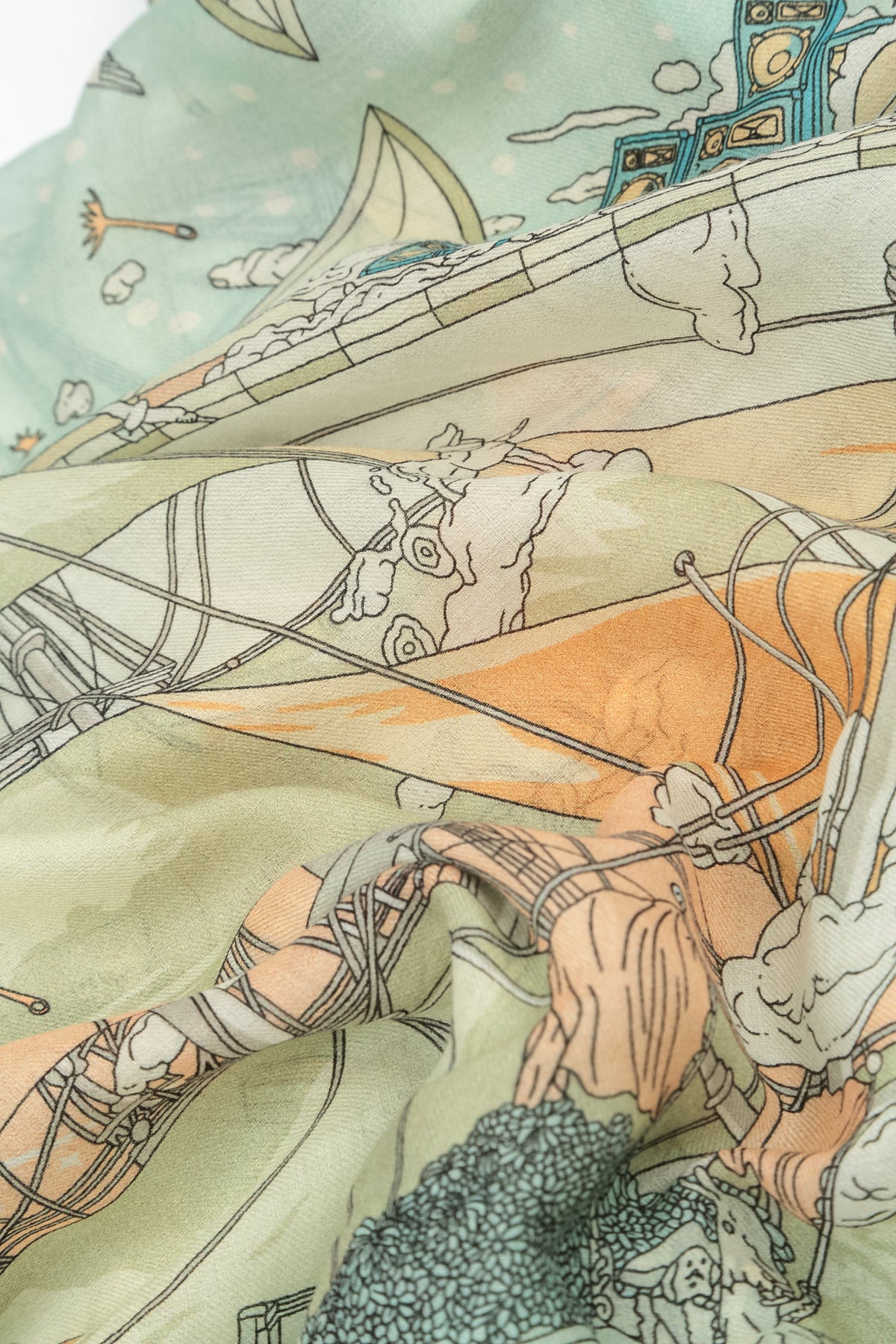 Antique Turquoise Cashmere Silk Scarf 6