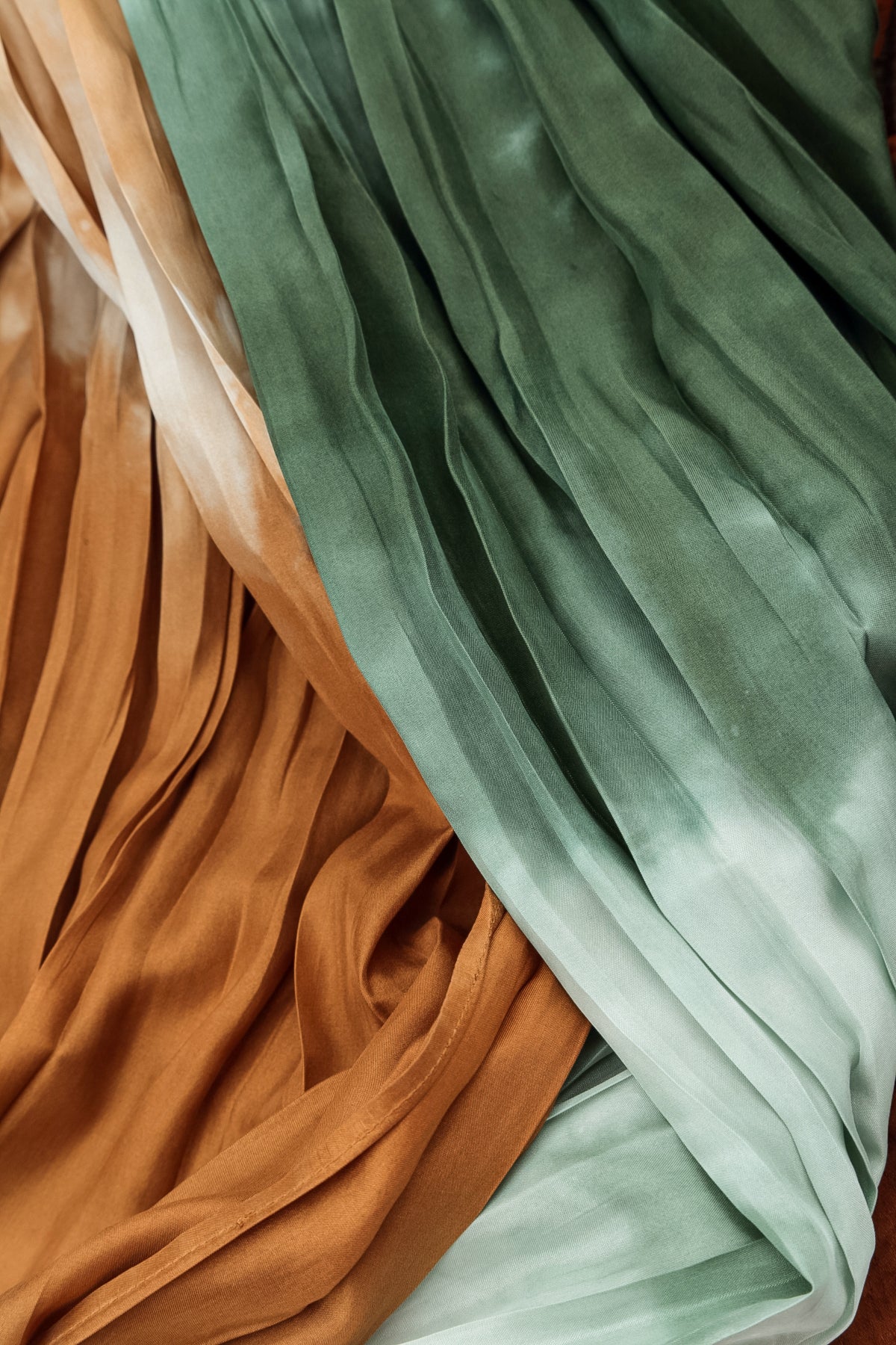 Copper Green Ombré Pure Silk Scarf 5