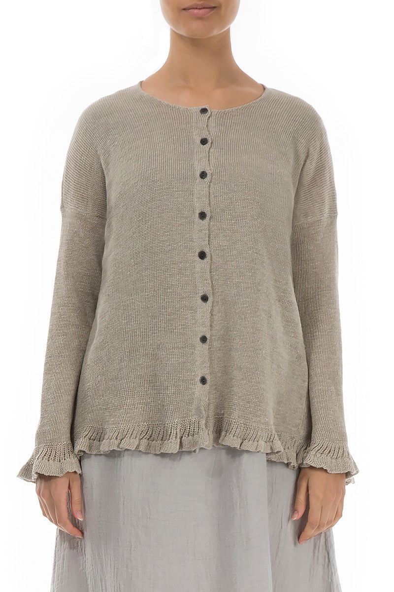 Decorated Hem Natural Linen Sweater - GRIZAS | Natural Contemporary Womenswear