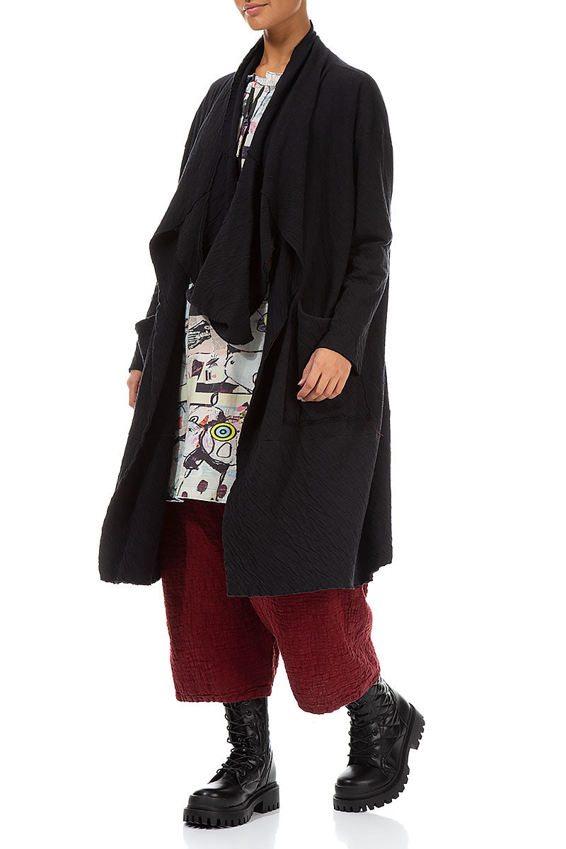 Adjustable Collar Grey Wavy Cotton Jacket 4