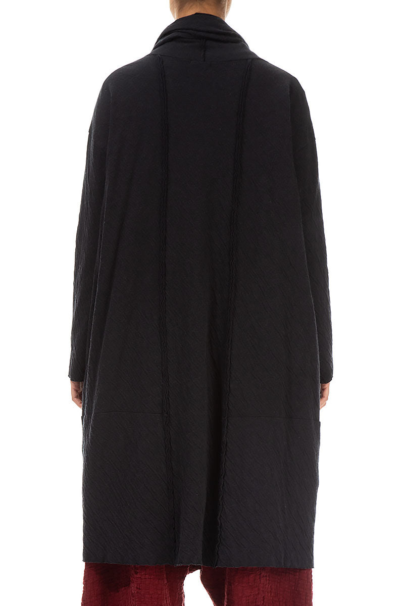 Adjustable Collar Grey Wavy Cotton Jacket 2