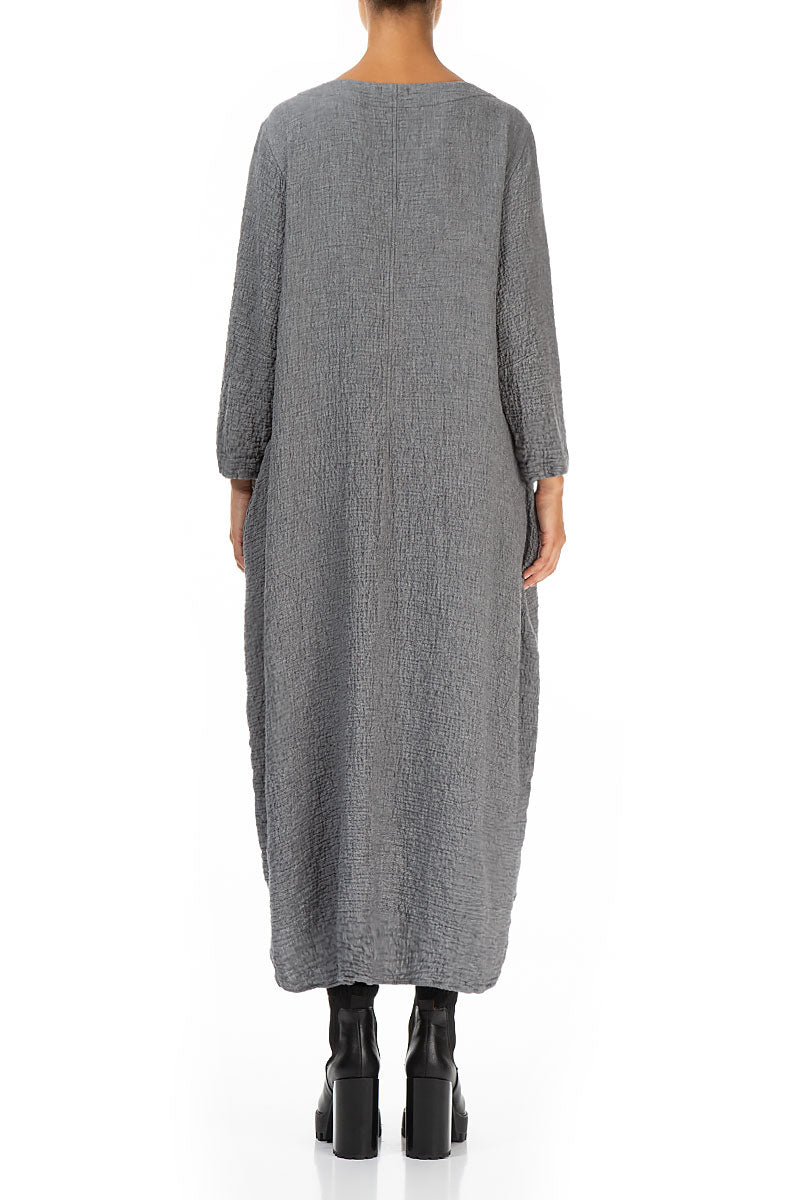 Asymmetrical Grey Wool Dress 2