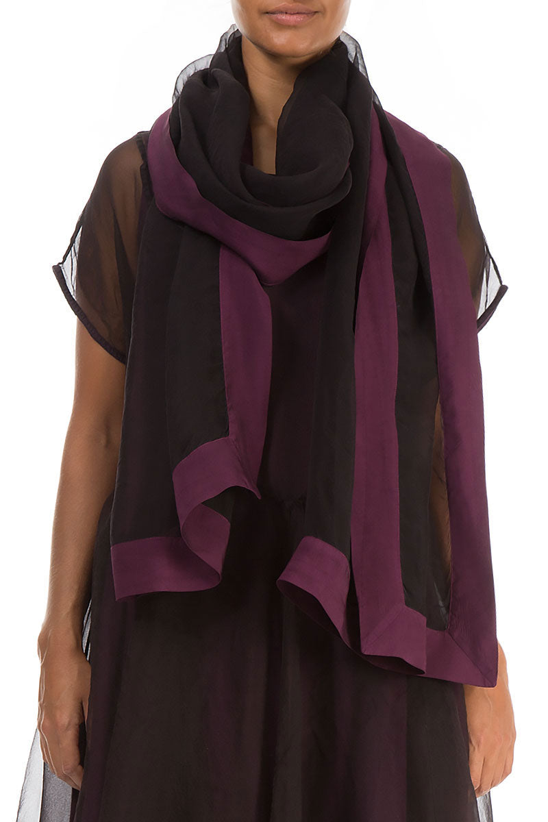 Aubergine Silk Chiffon Scarf 1