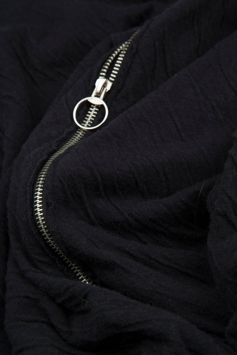 Back Zip Balloon Grey Wavy Cotton Dress 5