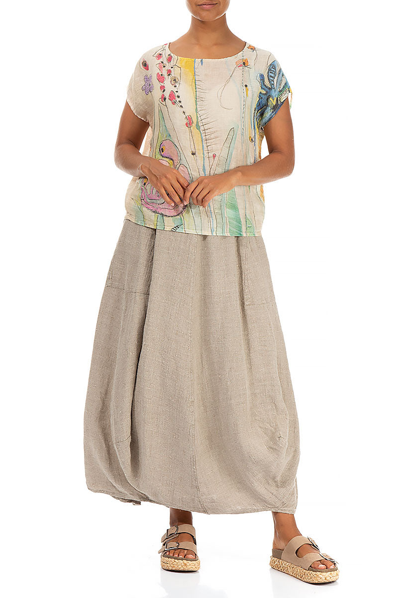 Balloon Natural Linen Maxi Skirt 4