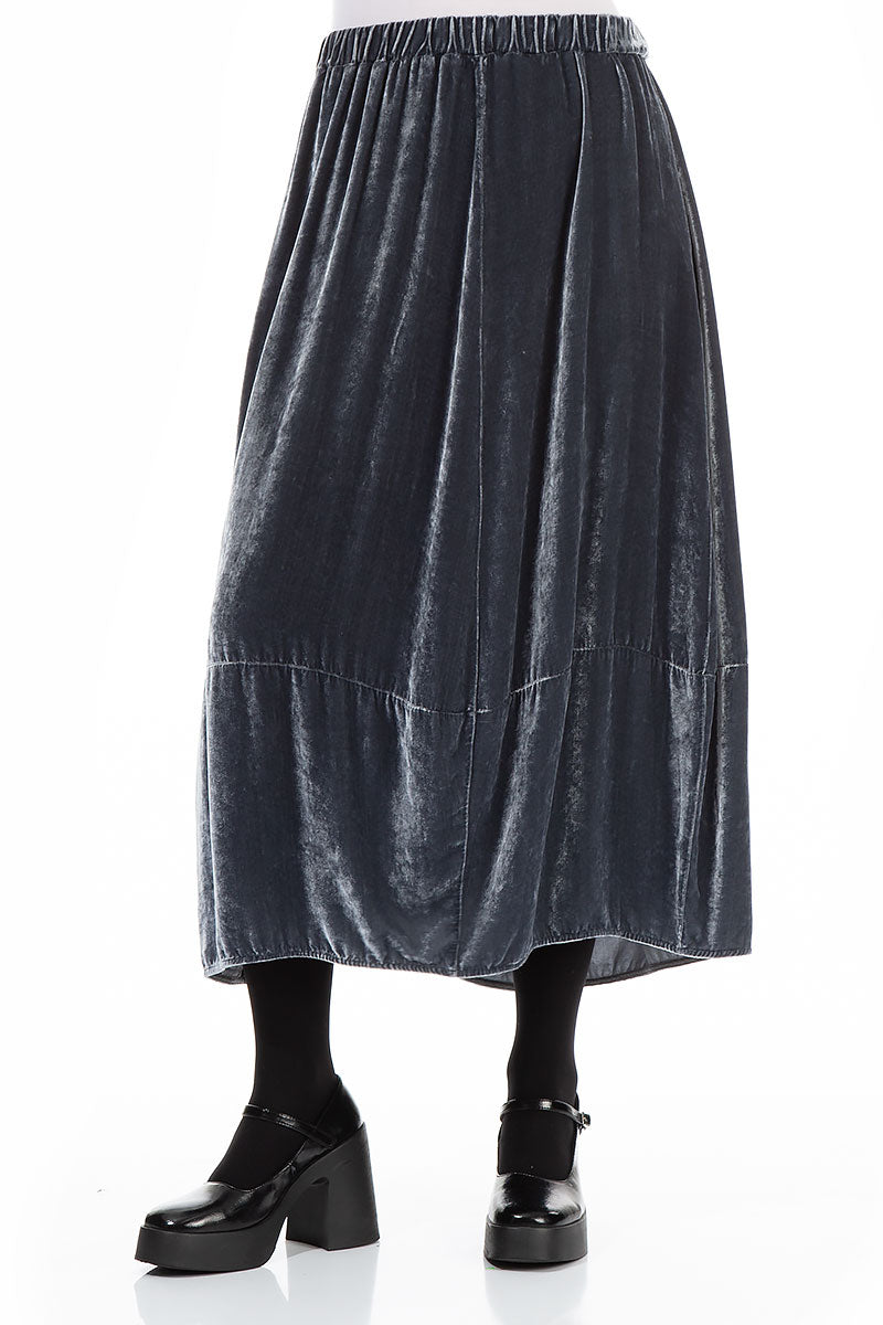 Balloon Silver Silk Velvet Skirt 3
