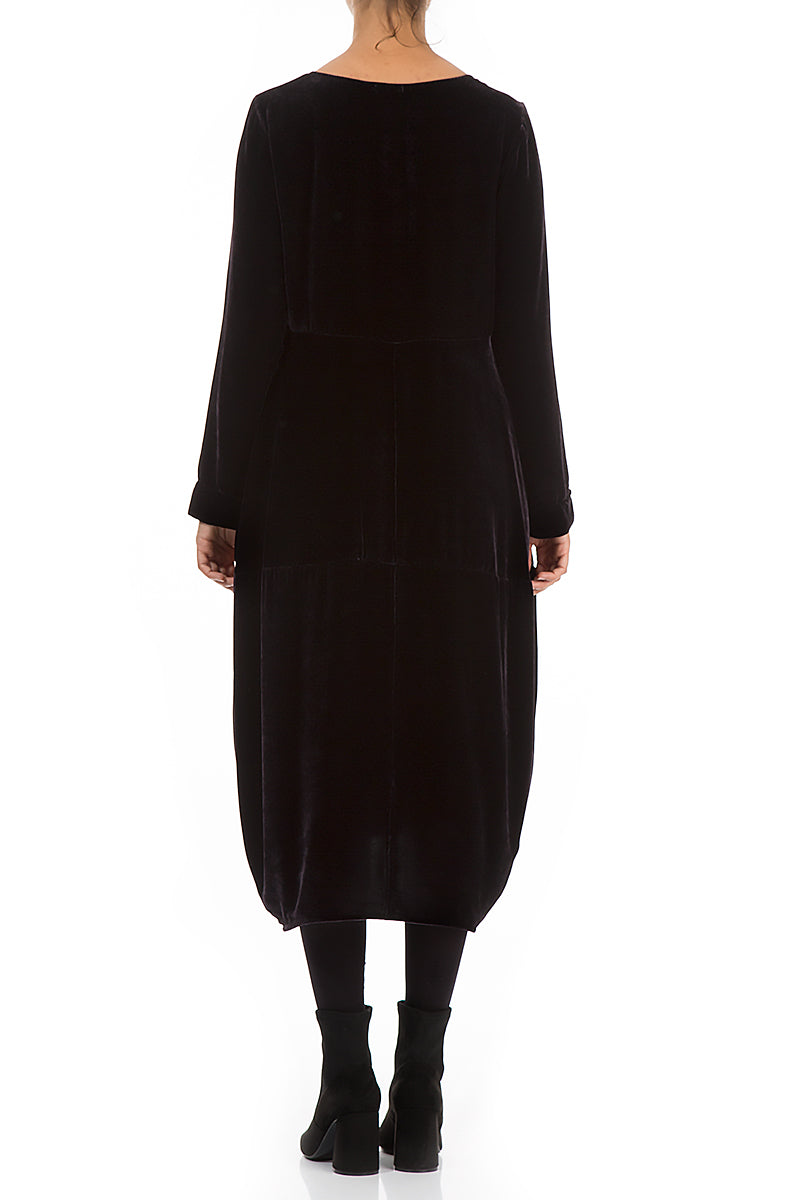 Balloon Black Silk Velvet Dress 2
