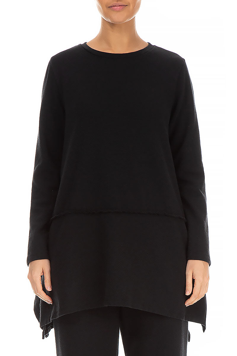 Black Rib Cotton Wool Tunic 1