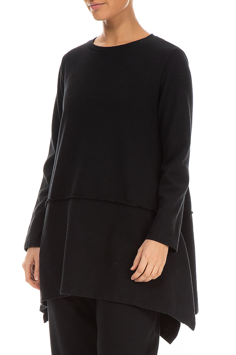 Black Rib Cotton Wool Tunic 3