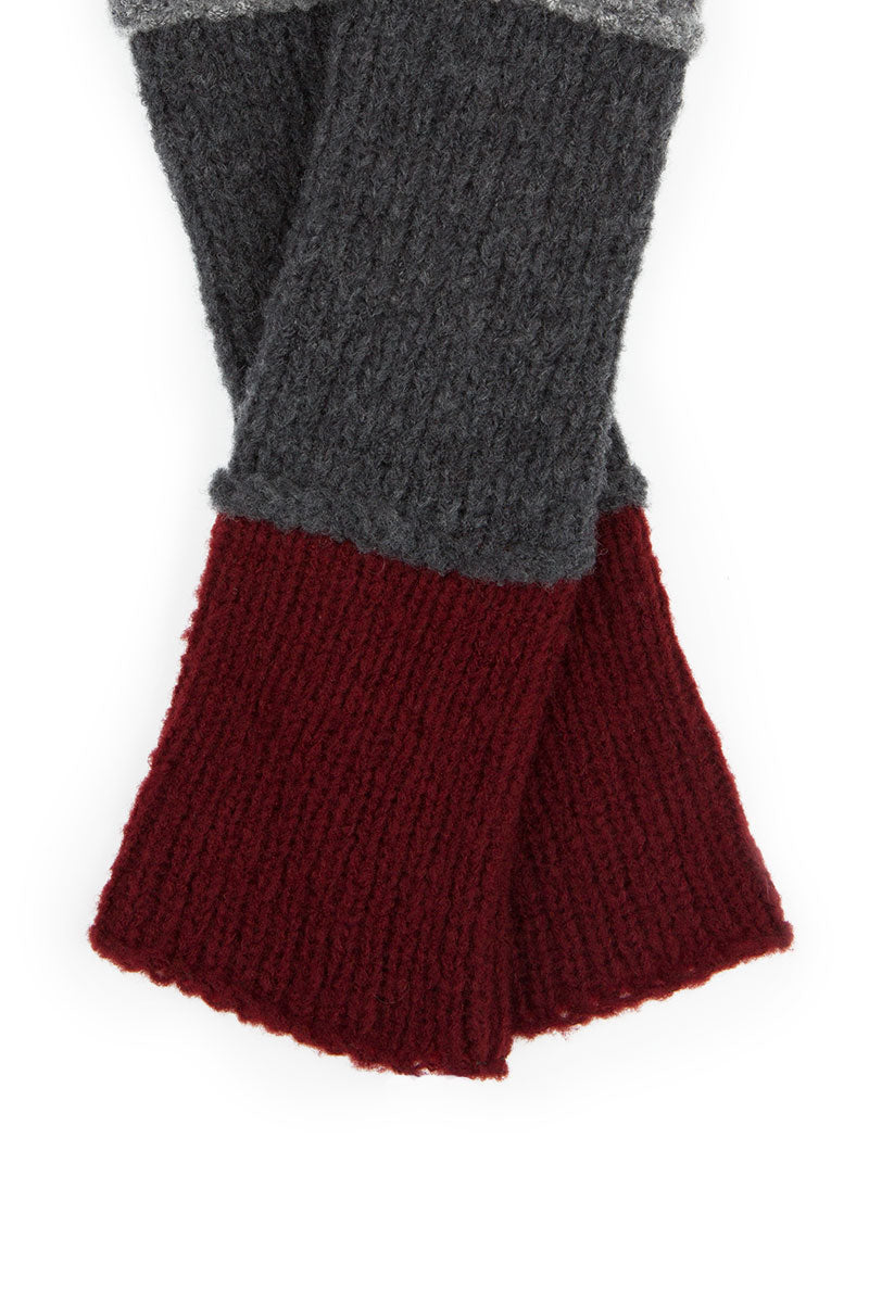Dark Red & Grey Wool Wristlets 5