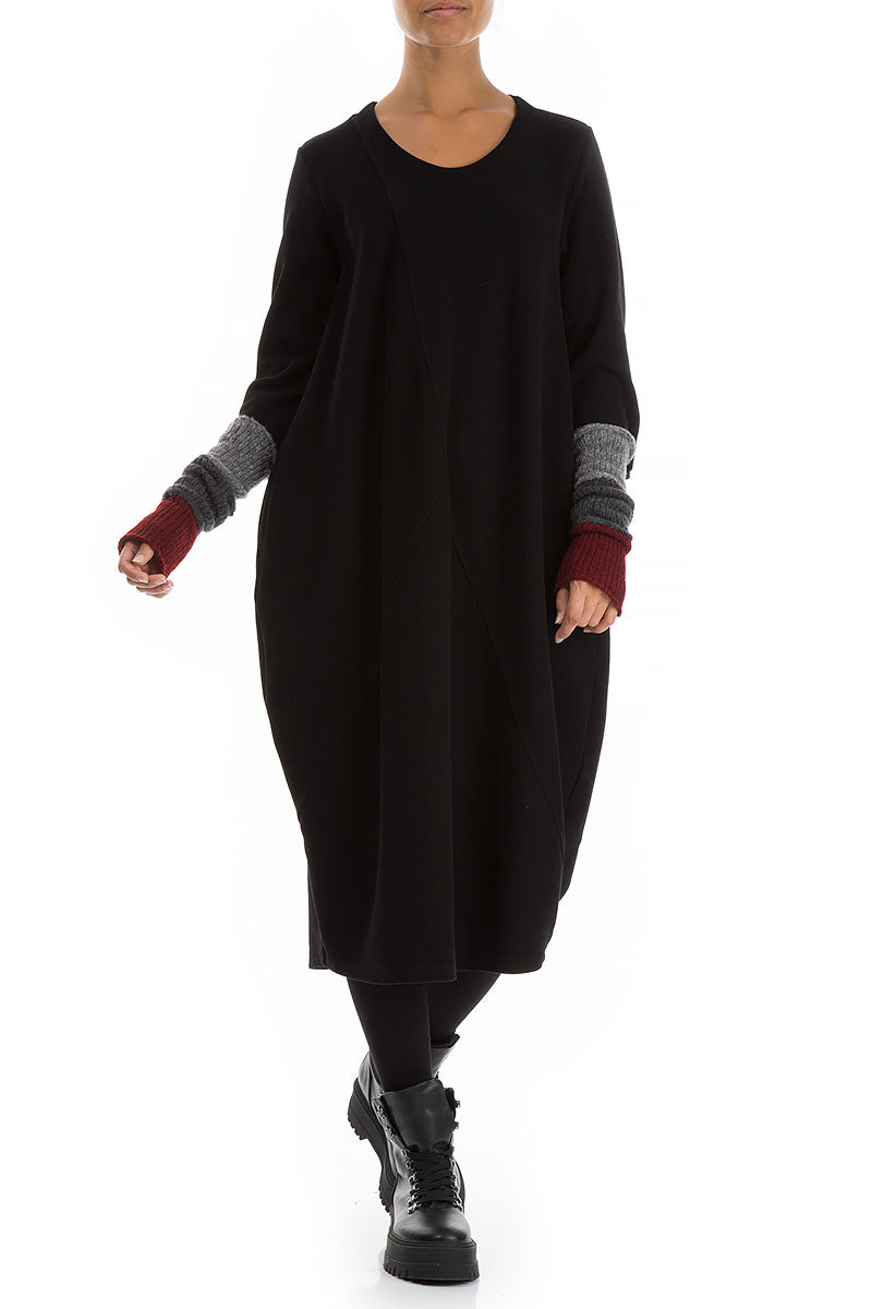 Dark Red & Grey Wool Wristlets 2