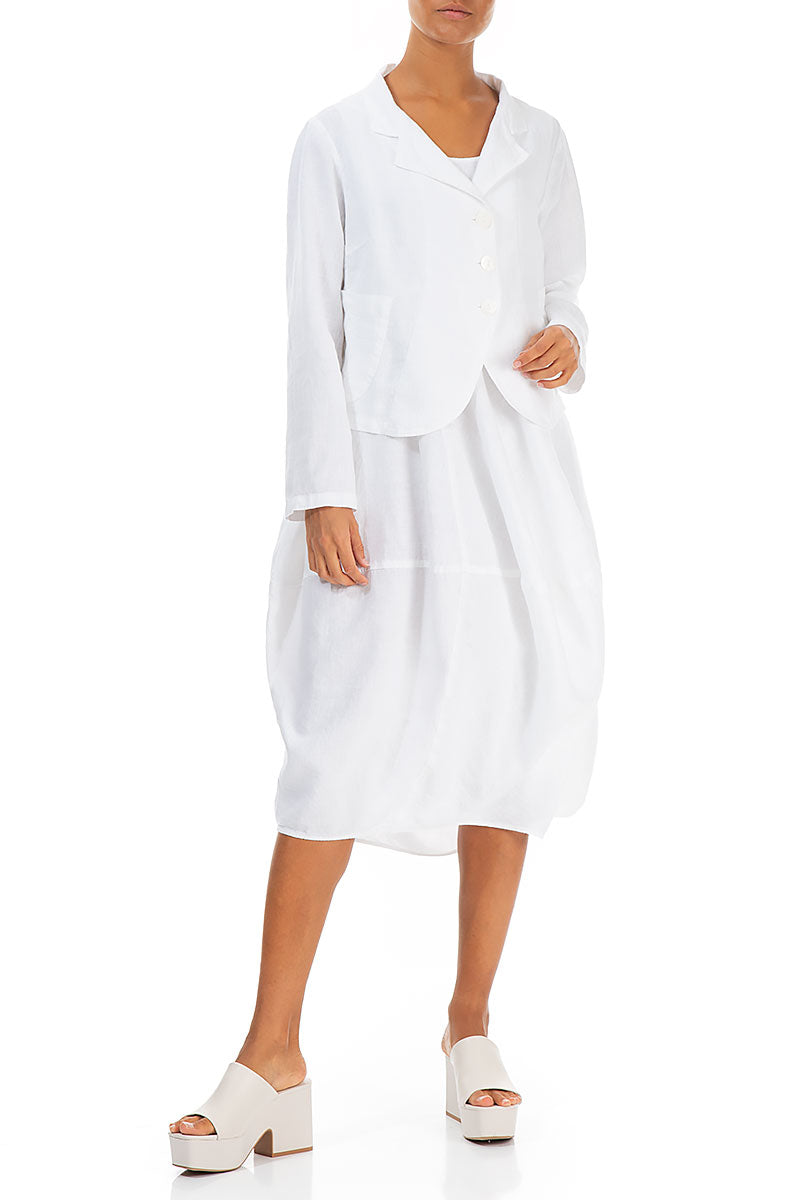 Buttoned White Linen Jacket 4