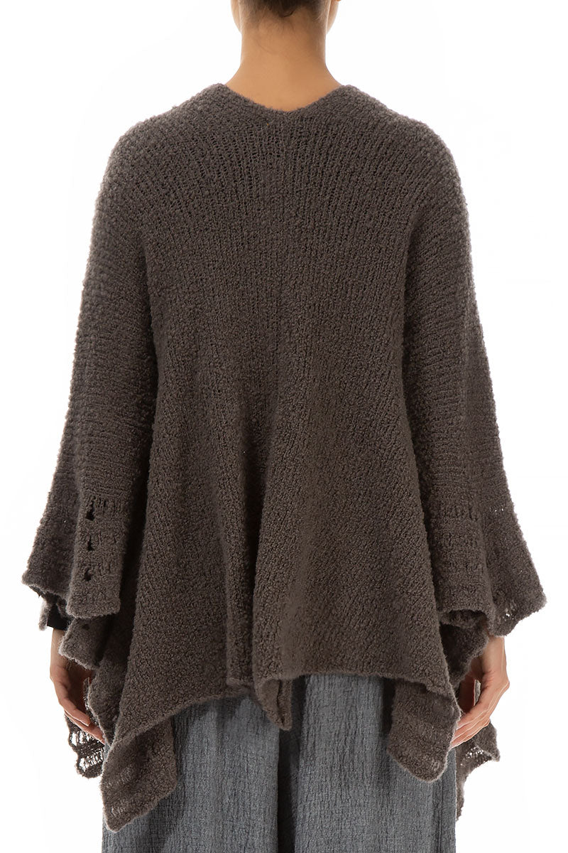 Cedar Brown Flared Wool Cotton Cardigan 2