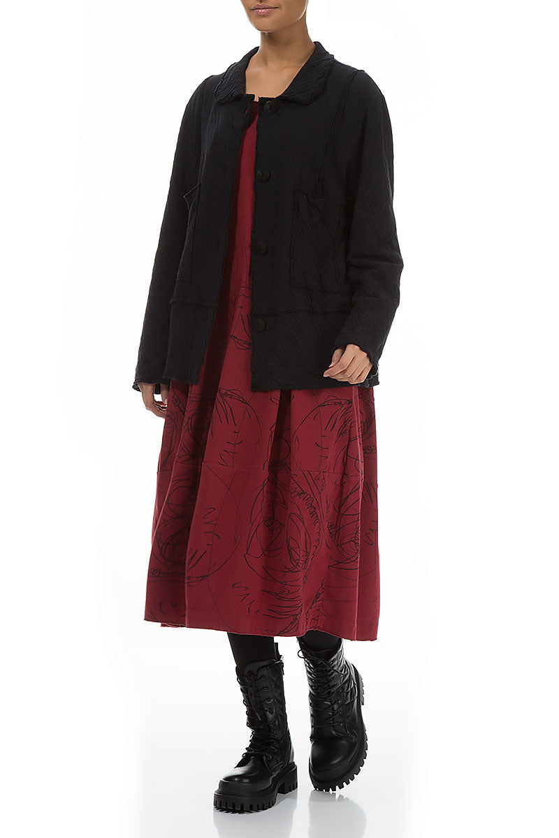 Collar Neck Grey Wavy Cotton Jacket 4