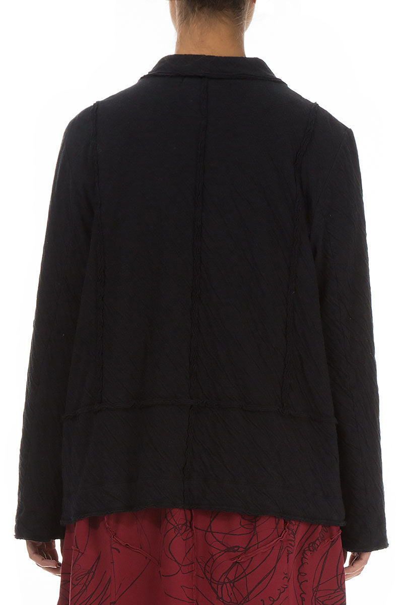 Collar Neck Grey Wavy Cotton Jacket 2