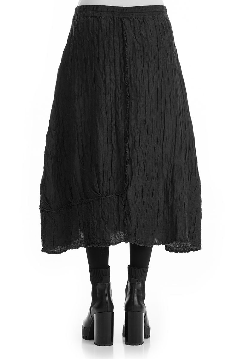 Crinkled Black Silk Linen Skirt 2