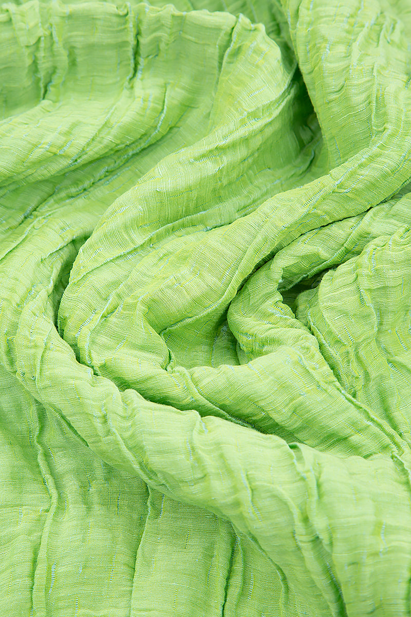 Crinkled Lime Green Silk Linen Tunic 5