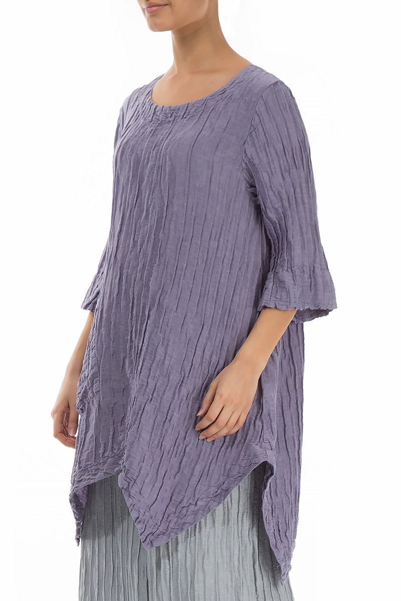 Crinkled Violet Silk Linen Tunic 3