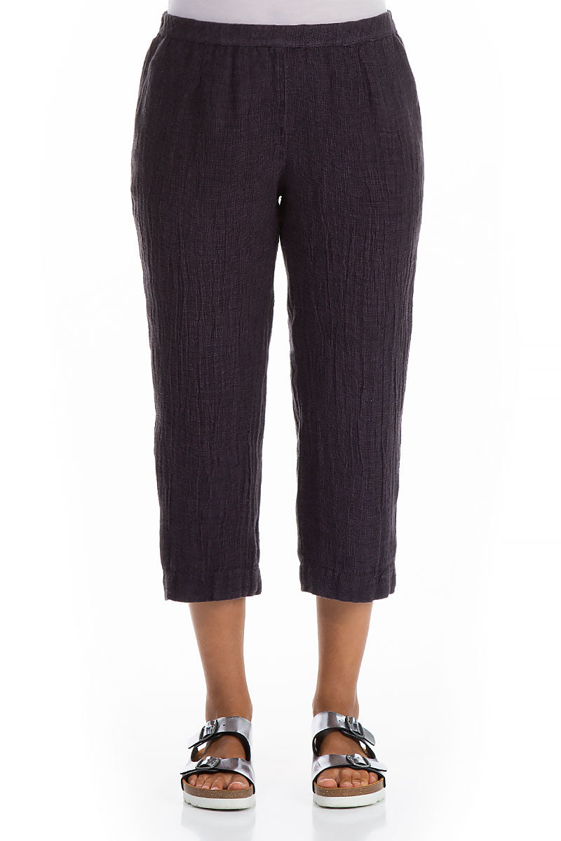 Cropped Amethyst Mélange Linen Trousers 1