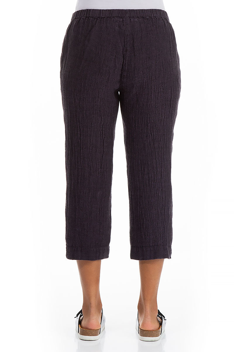 Cropped Amethyst Mélange Linen Trousers 2