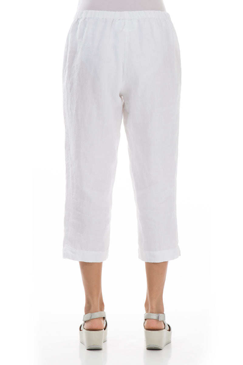 Cropped White Linen Trousers 2