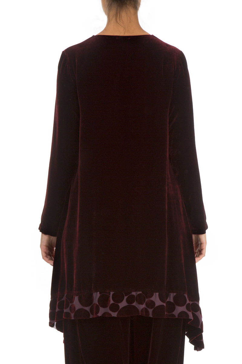Decorated Devoré Bubbles Burgundy Silk Velvet Tunic 2