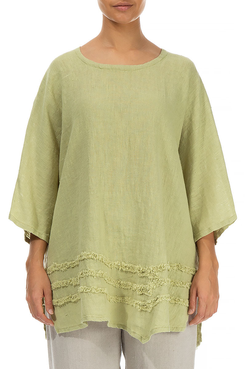 Decorated Lime Linen Tunic 1