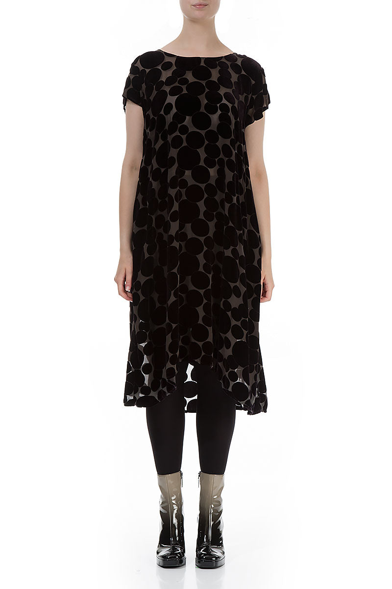 Devoré Bubbles Black Silk Velvet Dress 1