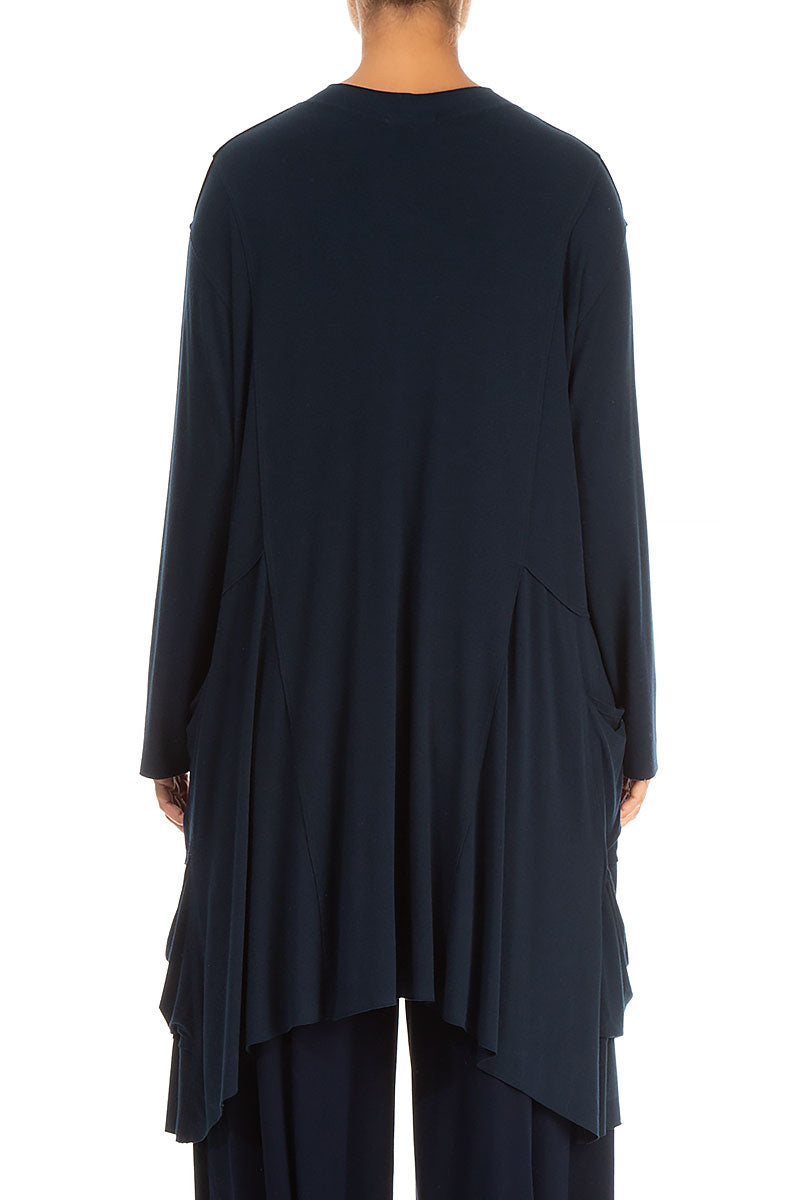 Draped Asymmetric Navy Cotton Tunic 2