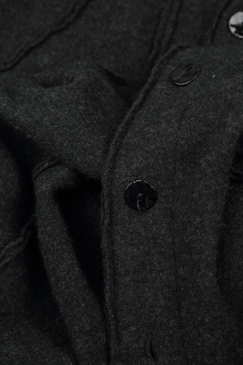 Asymmetric Hem Dark Grey Wool Coat 5